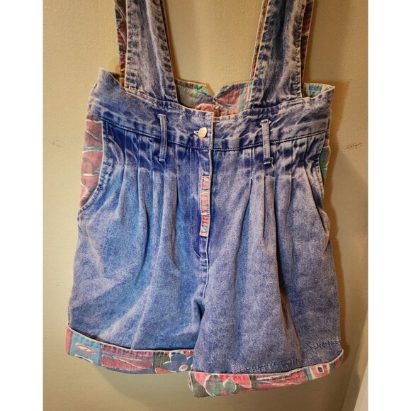 Ladies 90s Vintage Mission Bay Denim Overall Shorts Size 9 - Picture 2 of 4